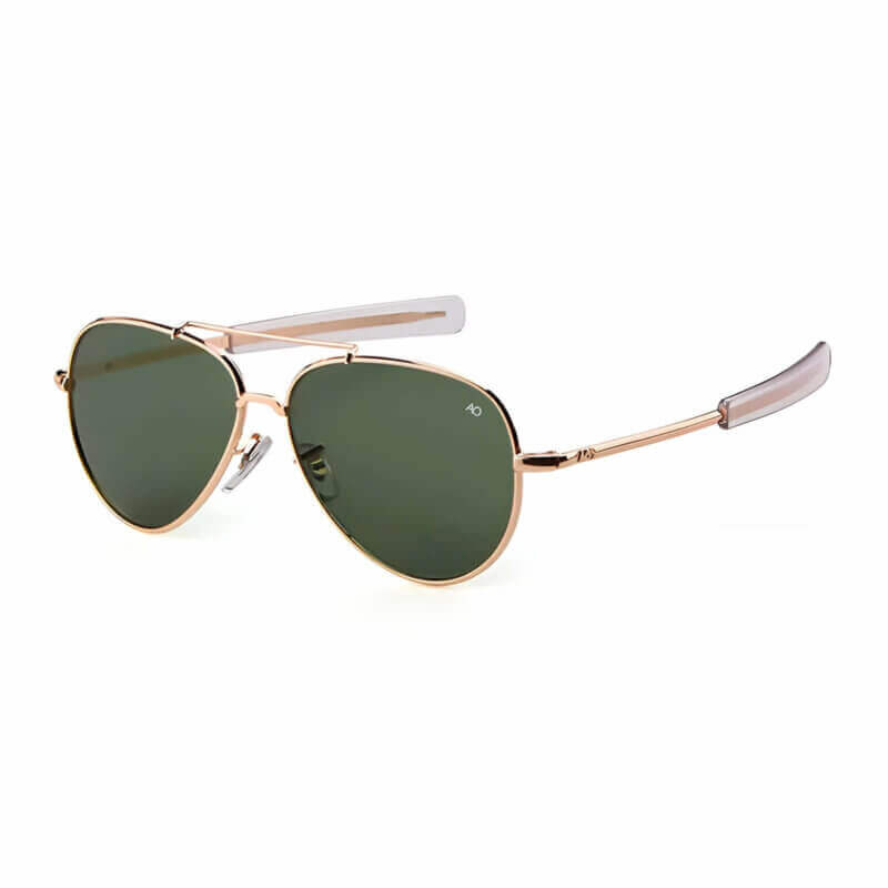 Óculos de Sol Masculino Aviador Dourado e Verde Overtize